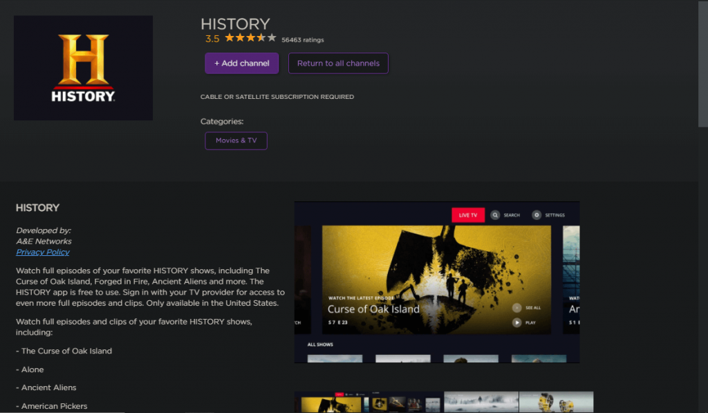 How to add History Channel on Roku Streaming Devices Techprojournal